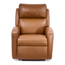 Caramel Sleeper Slim PR764 upright, stitched back, rolled arms, footrest closed