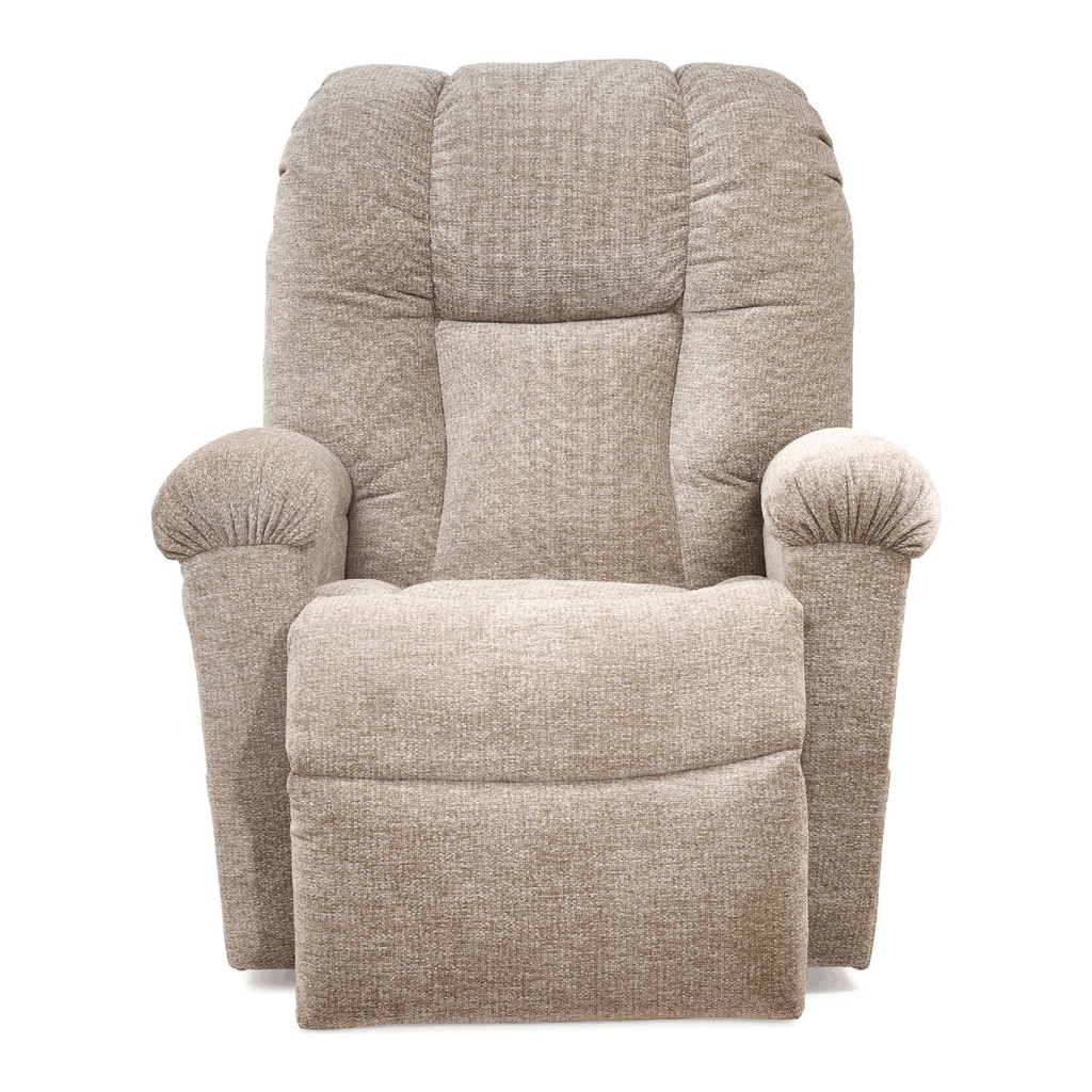 Cloud Luxury PR527 from the front in taupe, rolled arms, footrest closed