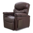 Dark brown Cloud Plus PR511 raised, wood-look side panel, footrest closed
