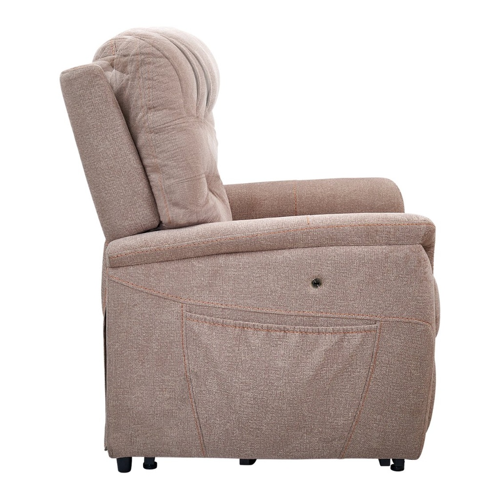 Beige Dione PL446 from the side, side pocket and a small control on the arm