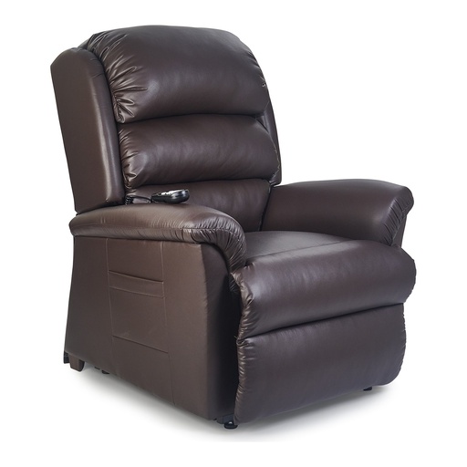 Dark brown Relaxer PR766 upright, three-pillow back, footrest closed