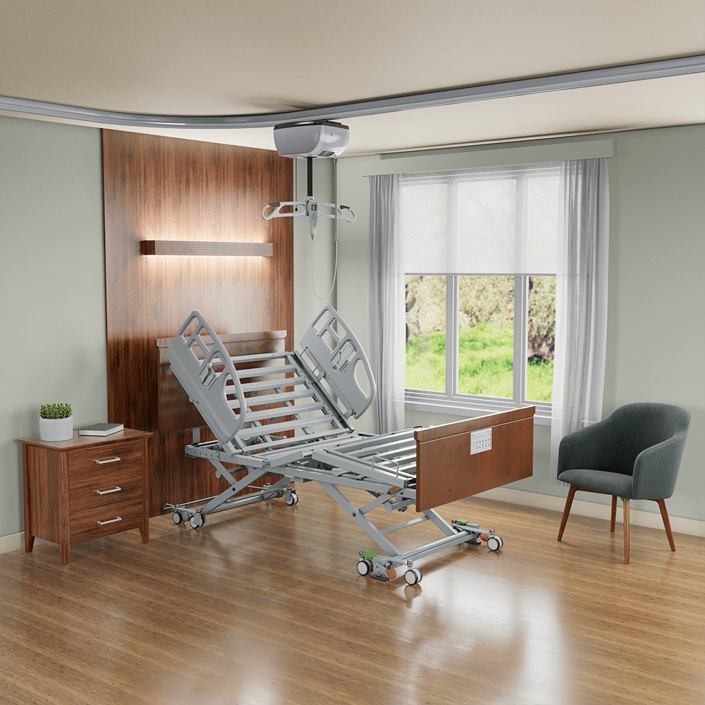 Span America care bed in a care room, shown as context; the Q6416LP pendant holder is not pictured