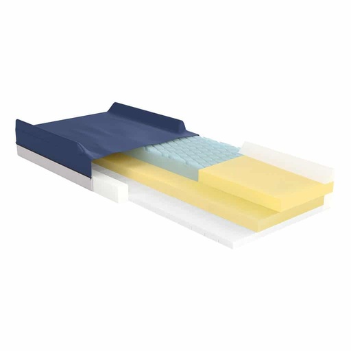 Raised foam side edges on the Gravity 7, navy cover folded back