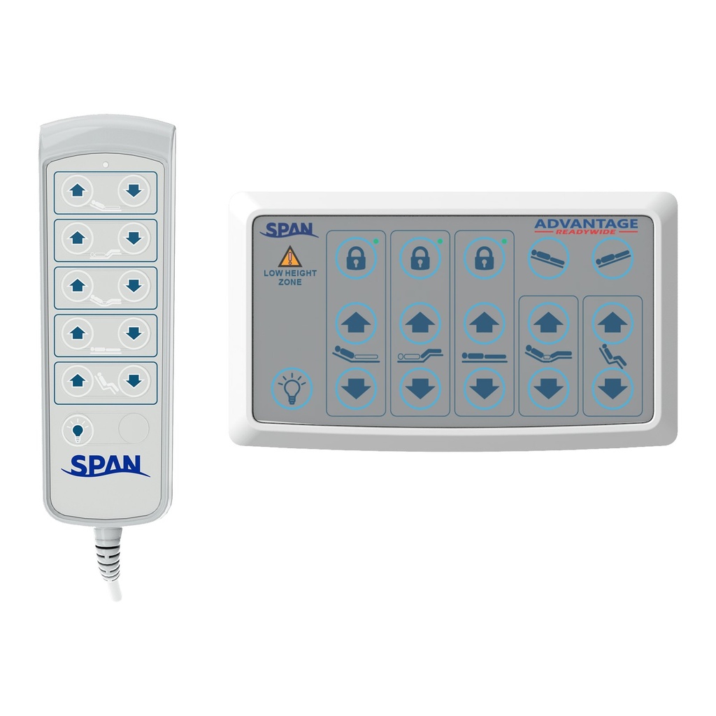 Staff foot-end panel and hand pendant for Advantage ReadyWide, lock icons visible