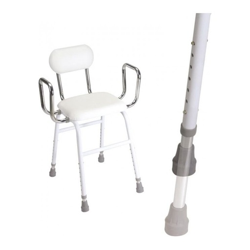Parsons perching stool deluxe with a padded seat, backrest and chrome arms