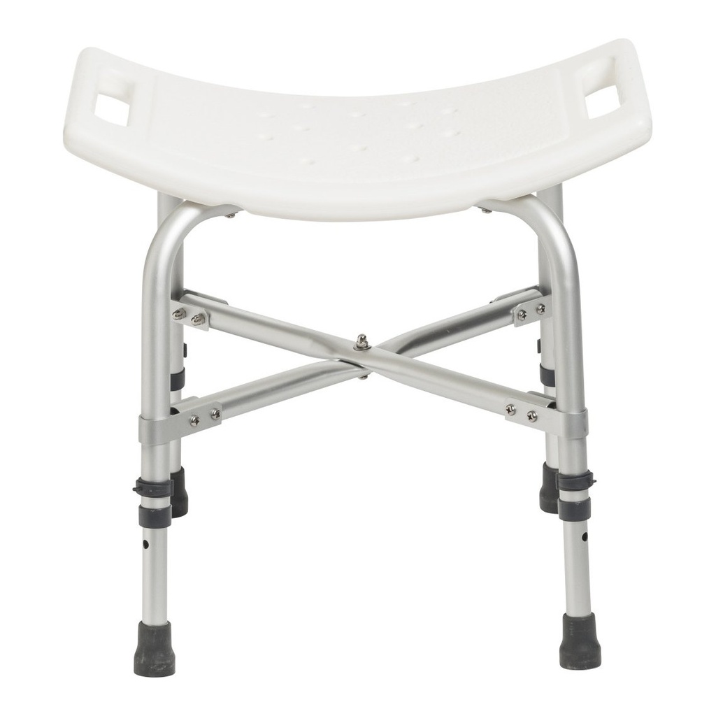 The back edge of the shower chair seat, with a hand hold cut into each side