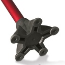Claw tip fitted to the bottom of a red cane and seen from underneath, showing the five rubber feet