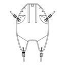 Outline of the In-Situ Amputee clip sling, showing the head end and leg clips