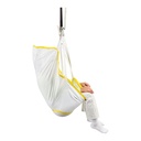 Handicare disposable universal sling 547060 from the side, with straps hanging
