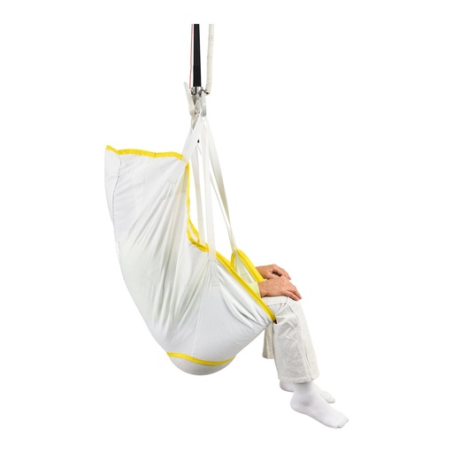 Handicare disposable universal sling 547060 from the side, with straps hanging