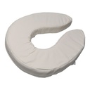 The same cushion alone, showing its padded U shape and wipeable naugahyde cover