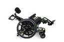 Dark green STP frame, a custom colour, side view with the seat tilted and the front caster below