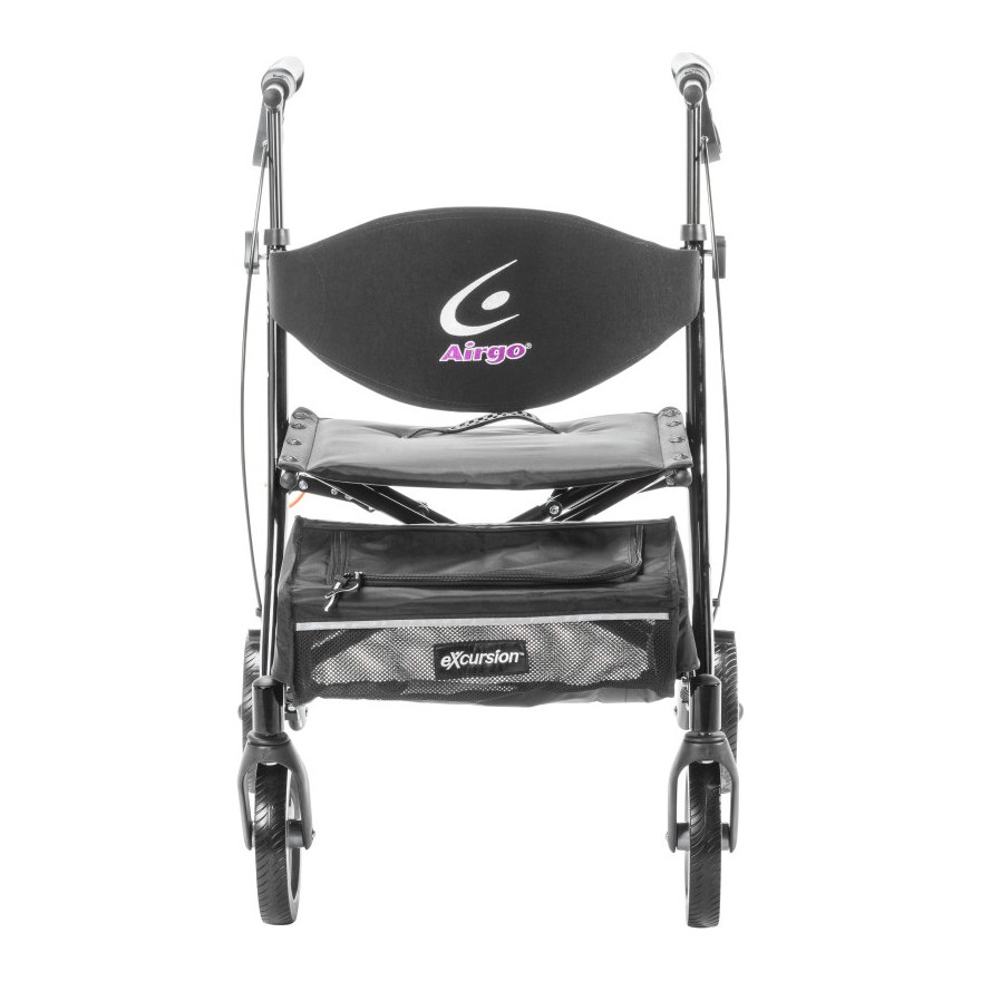 The Airgo eXcursion folded flat, both side frames brought together with the basket still fitted