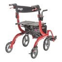 Rear three-quarter view of the red Nitro Duet showing the backrest, bag and rear casters