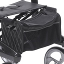 Zippered storage bag under the Nitro Elite CF seat, beside the cane clip