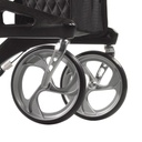 Front and rear casters on the black Nitro Elite CF carbon fiber frame
