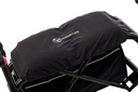 The elastic hem of the neXus seat cover gathered around the rollator seat