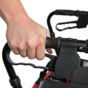 Loop type locking cable brake lever and moulded handgrip on the rollator handle