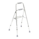 Side view of the hemi walker, grey grip and a label on one leg