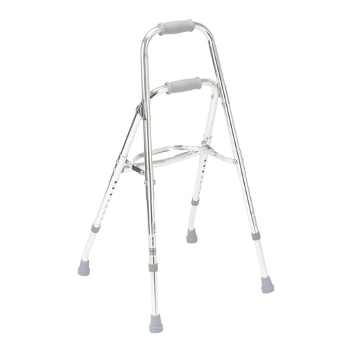 Side view of the hemi walker, grey grip and a label on one leg