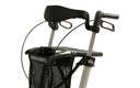 Padded backrest above the mesh basket and the seat