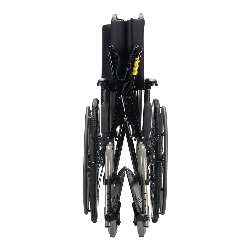 Quickie M6 wheelchair folded flat for transport, seen from above
