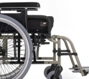 Side view of a Quickie M6 wheelchair showing the rear wheel, JAY Fusion cushion and hanger