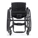 Front view of a Quickie Nitrum rigid wheelchair with its footrest and JAY back fitted