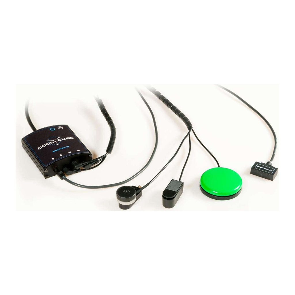 Cool Cube hub linked to a green Pro Spot switch, a mechanical switch and sensors
