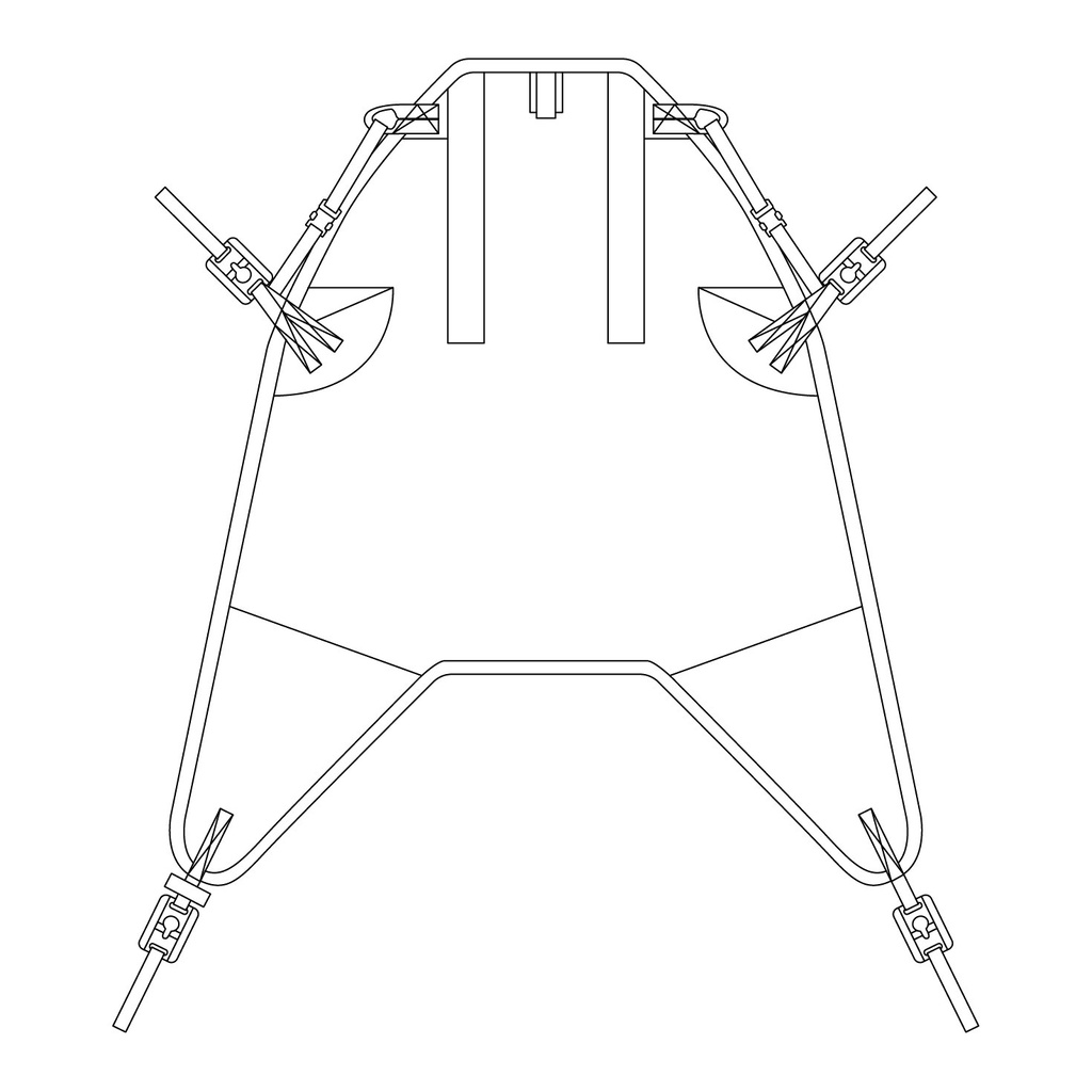 Line drawing of the Handicare In-Situ high Easy sling M921530 straps