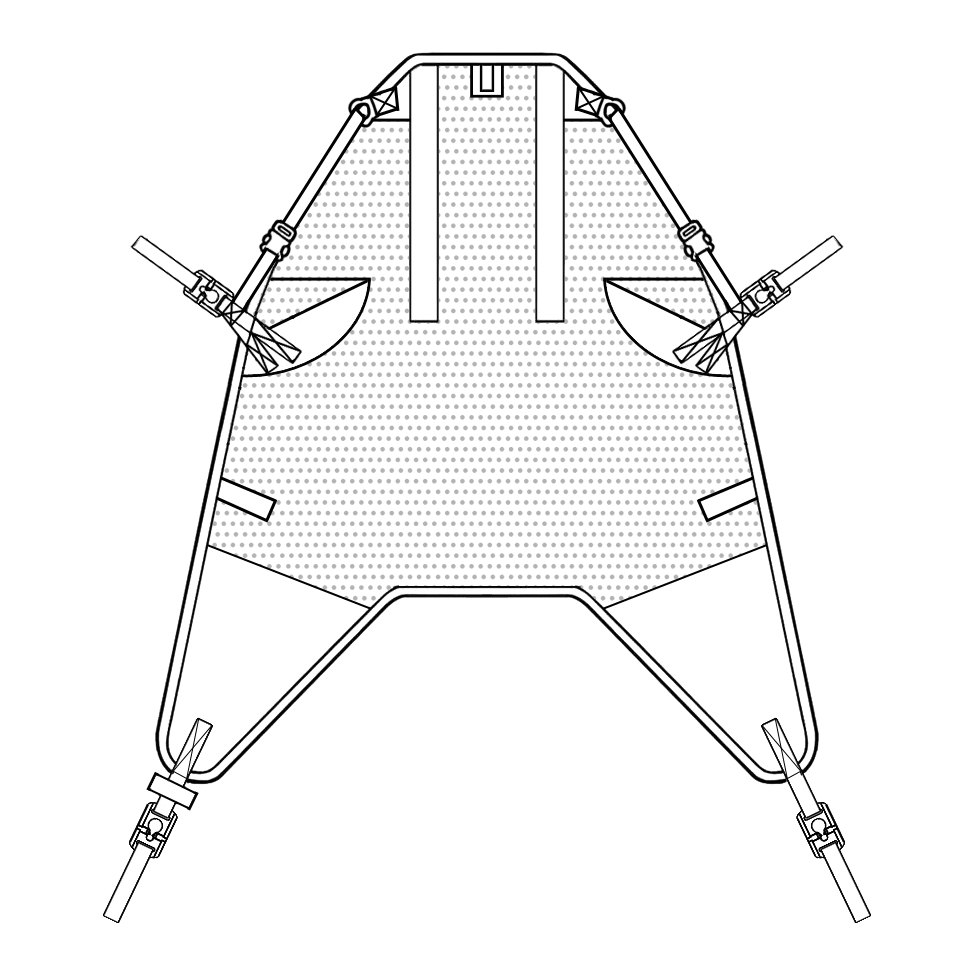 Flat drawing of the Handicare In-Situ high Easy sling M921530