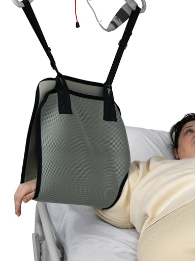 Close view of the Handicare Supreme arm sling B-ARM around a forearm