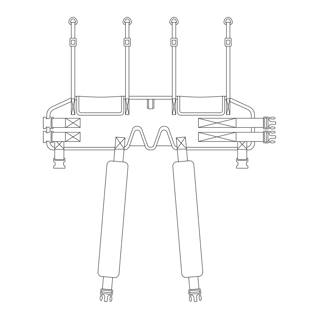 Line drawing of the Handicare polyester walking sling M921503 straps