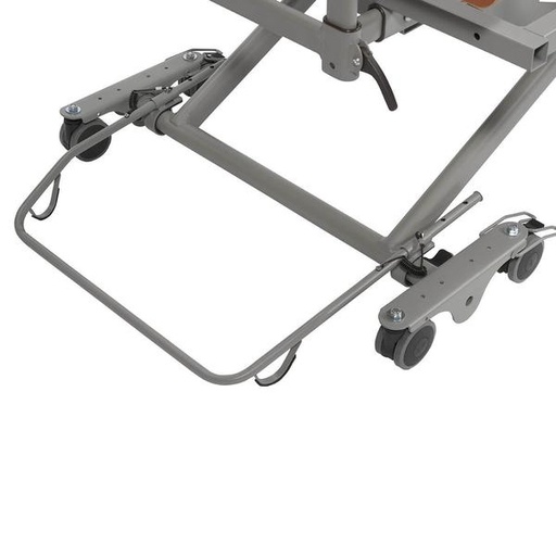 Foot-end casters and brake pedal on the Prime Plus P750 bed frame