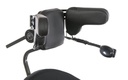 The head array's mode switch on its coiled rod, beside the back pad