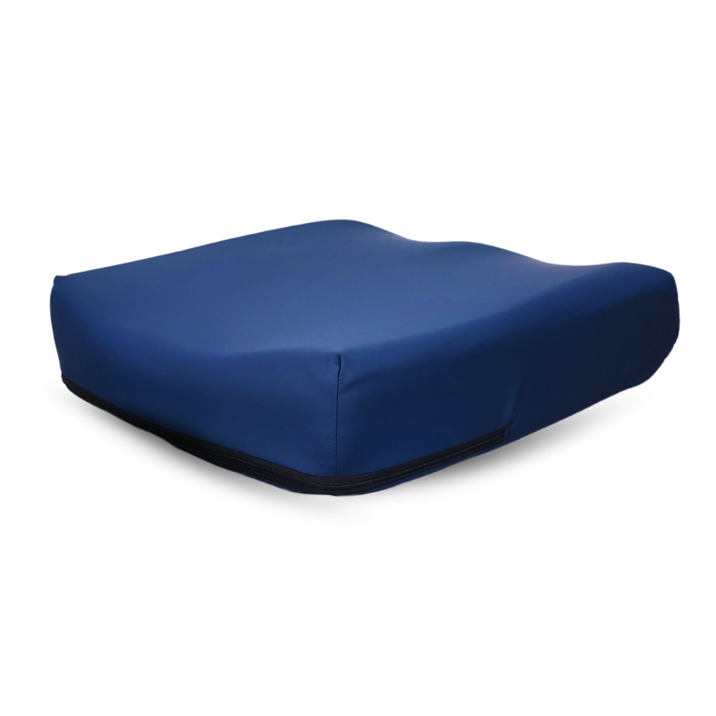 Cushion in its navy water-resistant inner liner, with the outer cover removed