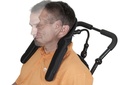 A seated person in the Heads Up, with the arms around the neck and shoulders