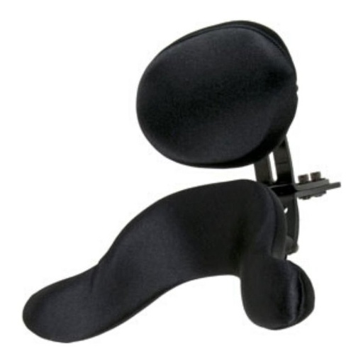 Whitmyer Soft Single Sub-Occipital Wheelchair Head Support. Close view of one oval occipital pad above a single curved sub-oc