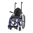 ZIPPIE GS pediatric rigid wheelchair in blue, front three-quarter view