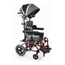 A red TS with a grey canopy, lateral supports and swing-away footplates