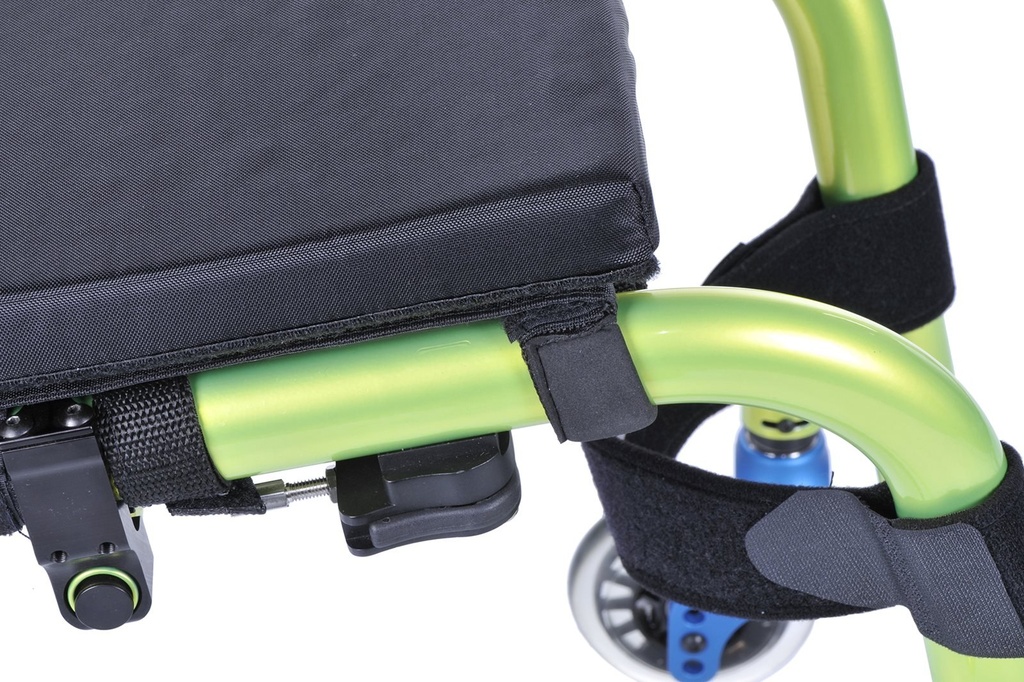 Black seat sling and lime frame tube with a caster on a ZIPPIE Zone