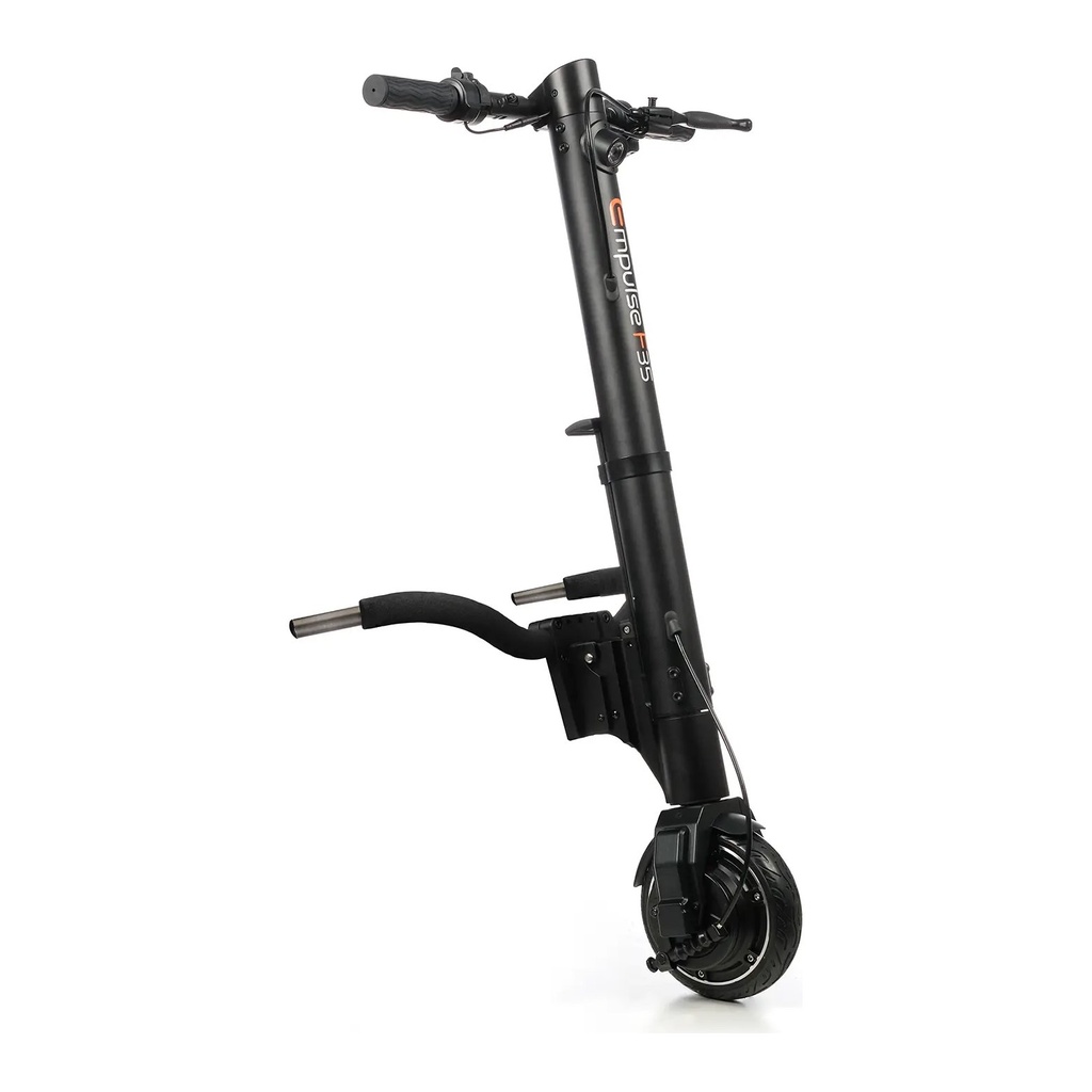 Empulse F35 power assist in black, side view with the drive wheel down