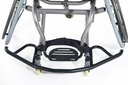 Front wing, footplate and strap on an RGK AllCourt basketball wheelchair