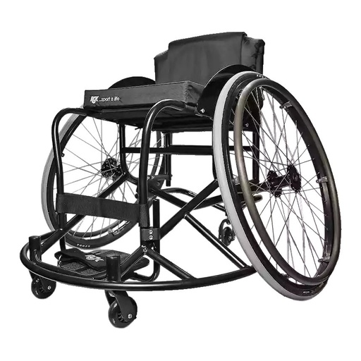 RGK Club Sport multi-sport wheelchair in black, three-quarter view with a front wing