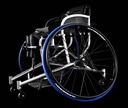 Side view of a GrandSlam with blue Spinergy tyres and a carbon knee support