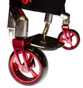 Red caster fork and wheel on an RGK chair from the Octane FX page
