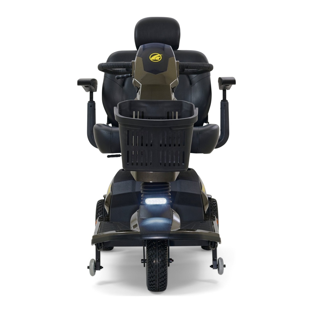 Rear view of the Companion HD scooter, showing the seat back and rear anti-tip wheels