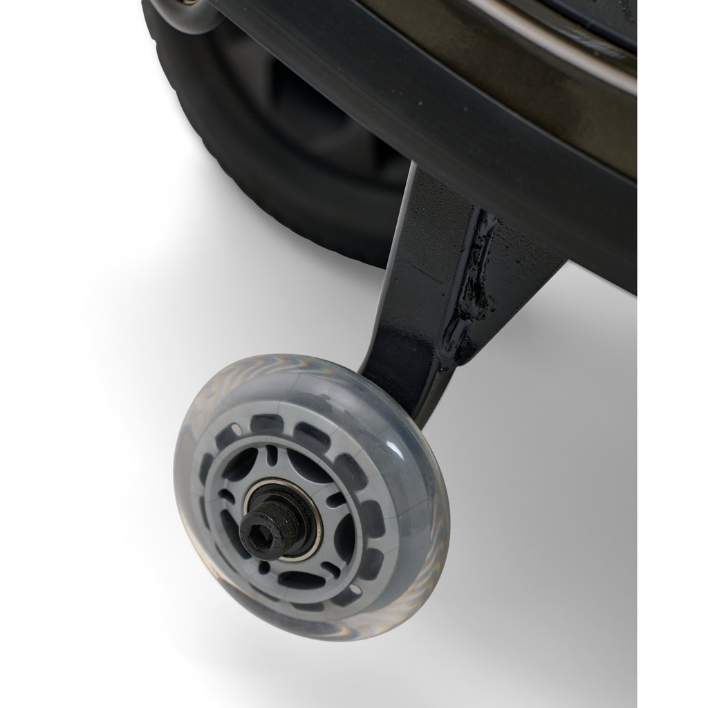 Front anti-tip wheel and fork on the Companion HD 3-wheel scooter