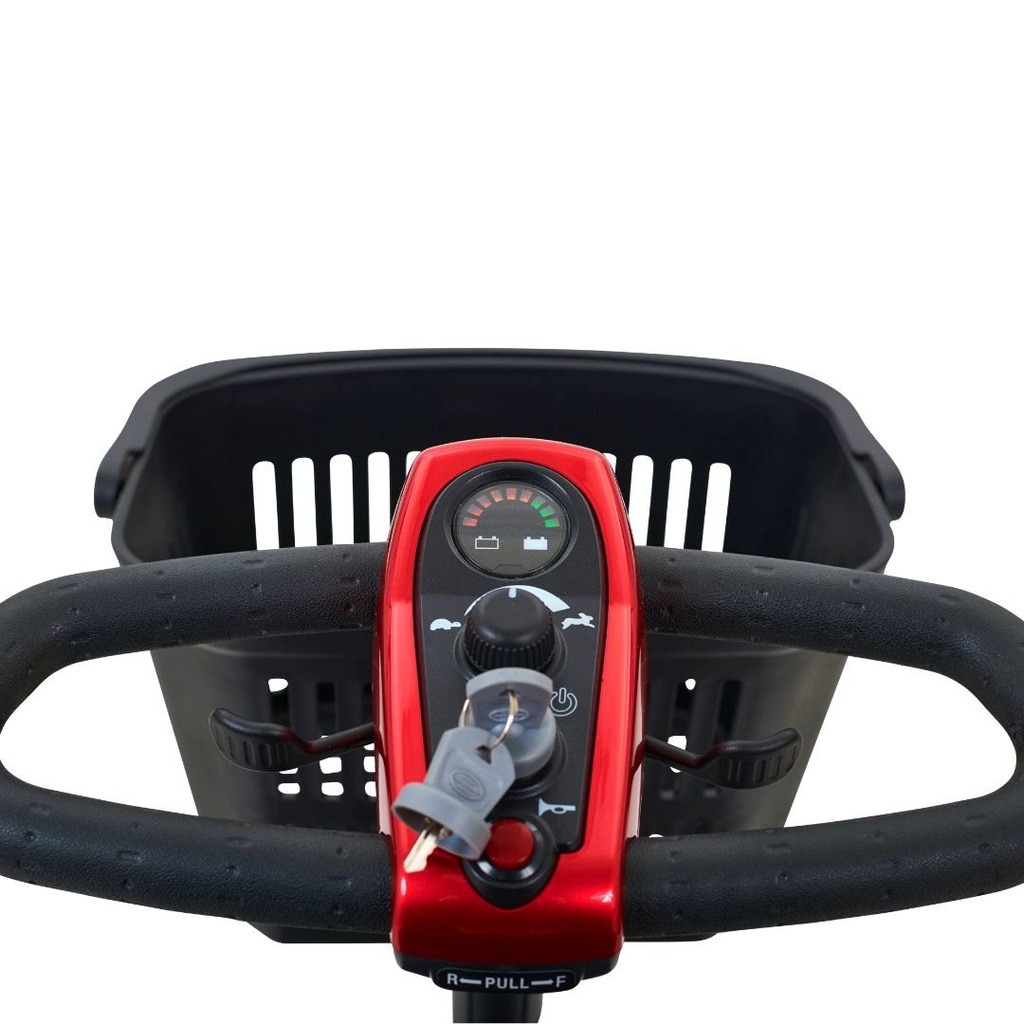 LiteRider GL111 tiller seen from the front, key sitting in the switch