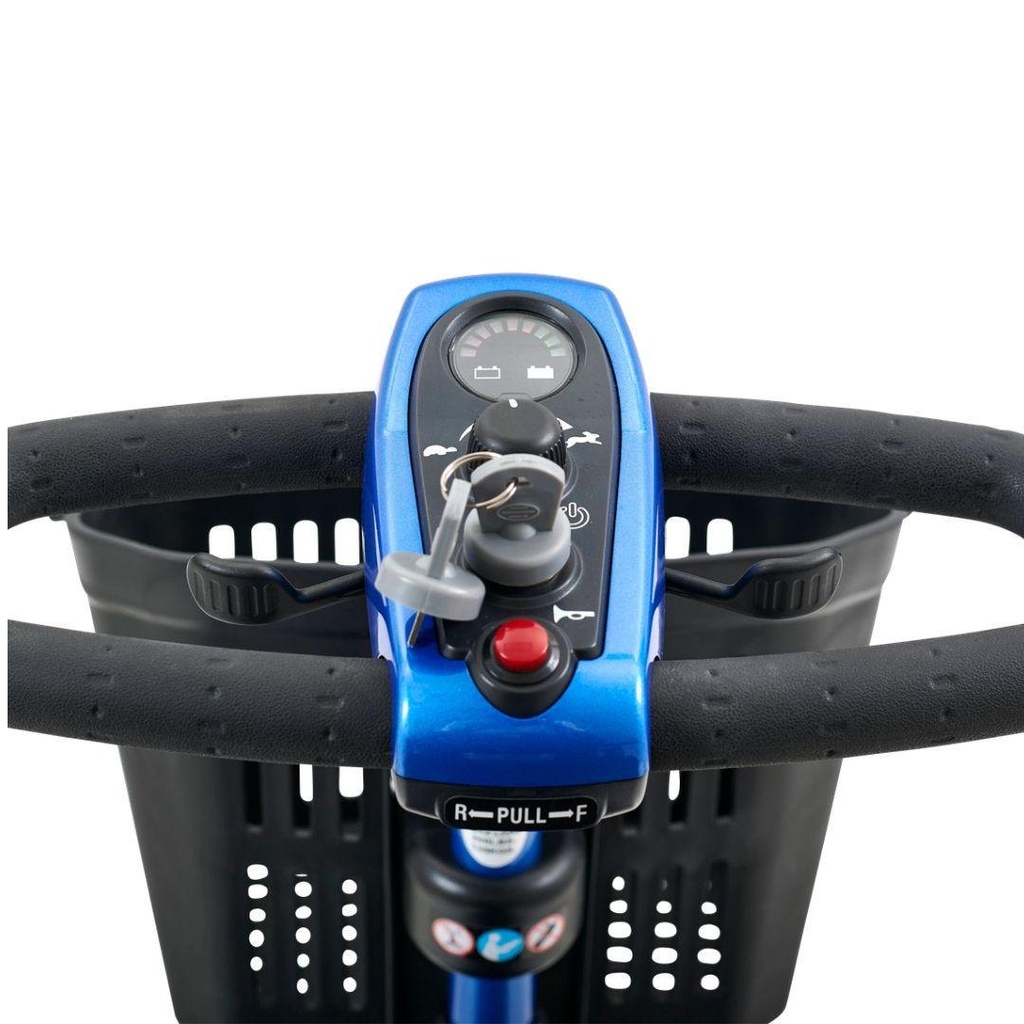 LiteRider GL141 tiller viewed from the front with the key in the switch